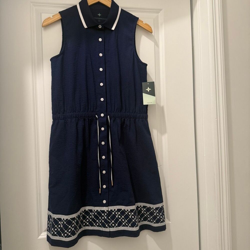 Tuckernuck Sport Performance Alcott Golf Seersucker Dress Embroidered Sleeveless